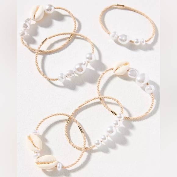 Anthropologie Accessories - 2 Anthropologie Gold, Shells & Pearls Hair Ties | New | Random Pick
